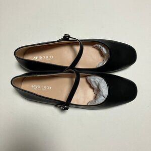 AprCoco Black Ballet Mary Jane Flats, Size 10, Square Toe, New, Faux Leather